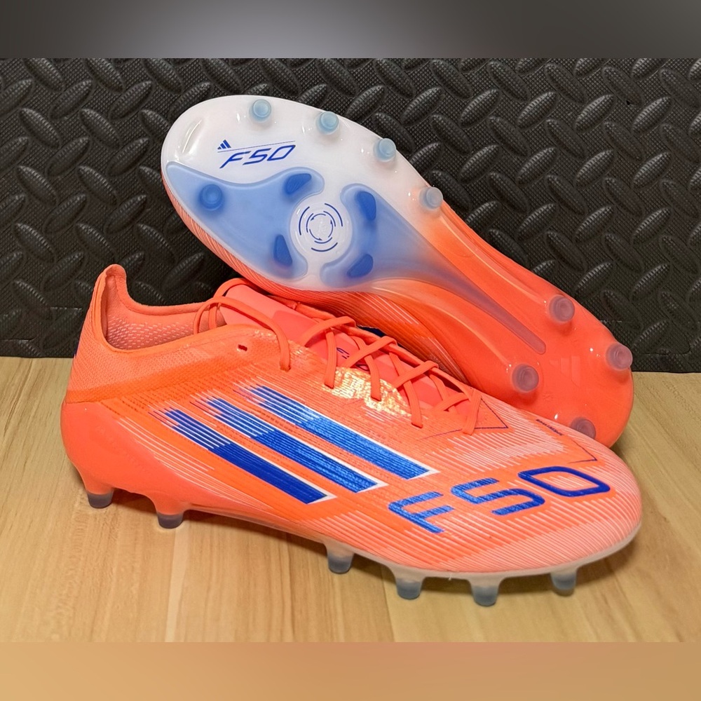 Adidas F50 Elite AG Soccer‎ Cleats Beam Orange Blue JH7637 Mens Size 8
